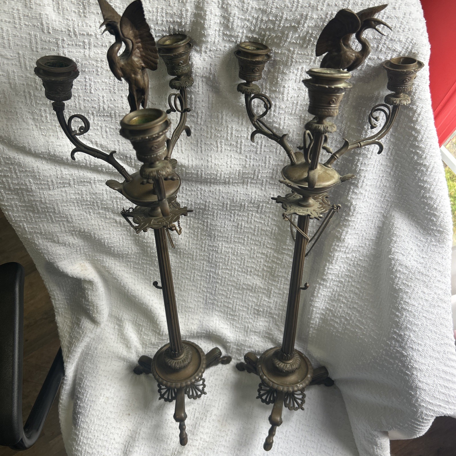 1800’s Antique Early Bronze Crane , victorian Candelabras . Candle holders. Nice 1800’s Antique Early Bronze Crane , victorian Candelabras . Candle holders. Nice