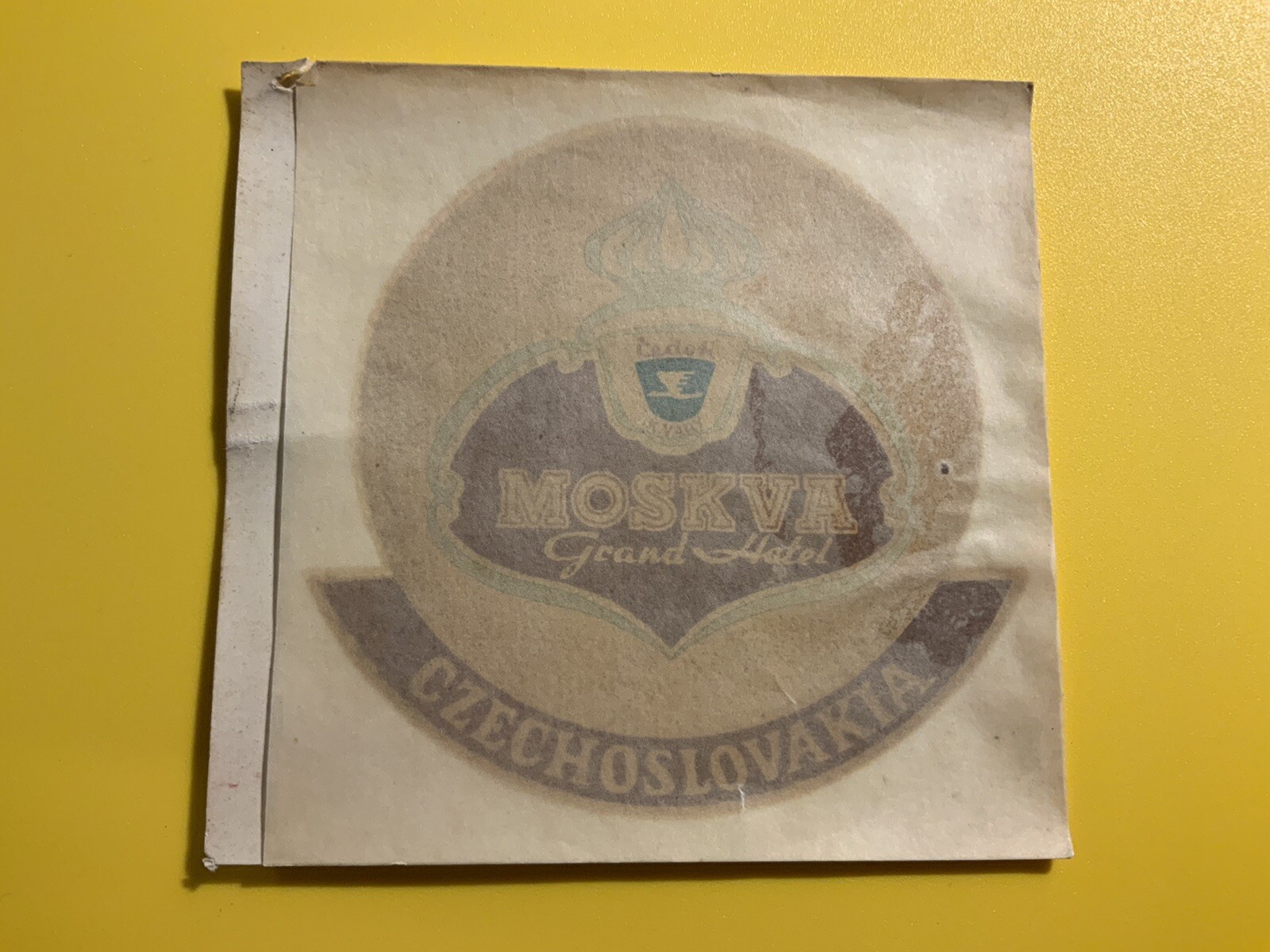Moskva Grand Hotel Czechoslovakia Vintage Window Luggage Decal Label Moskva Grand Hotel Czechoslovakia Vintage Window Luggage Decal Label