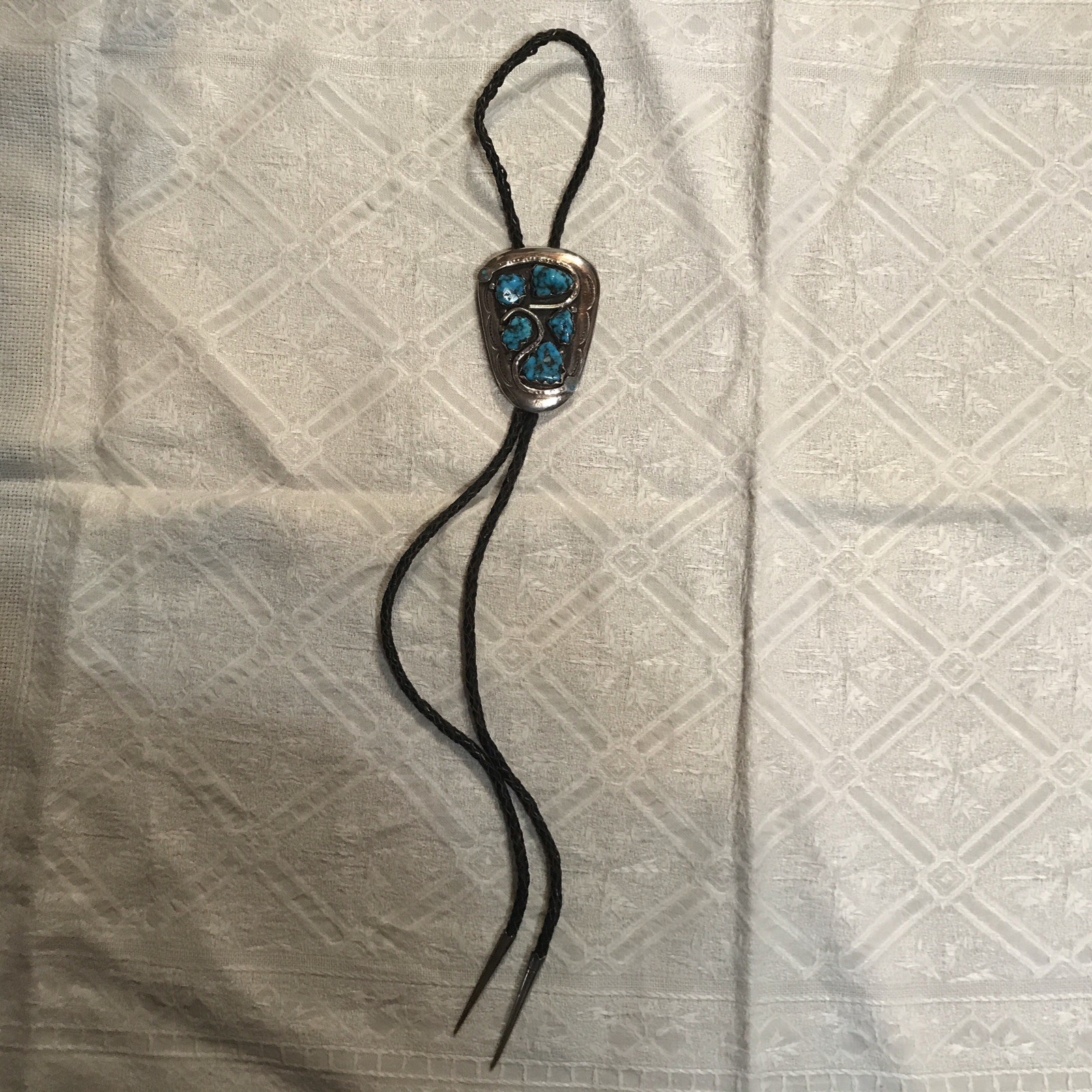 Large Vintage Zuni sterling silver  Bolo by Effie  Calavaza