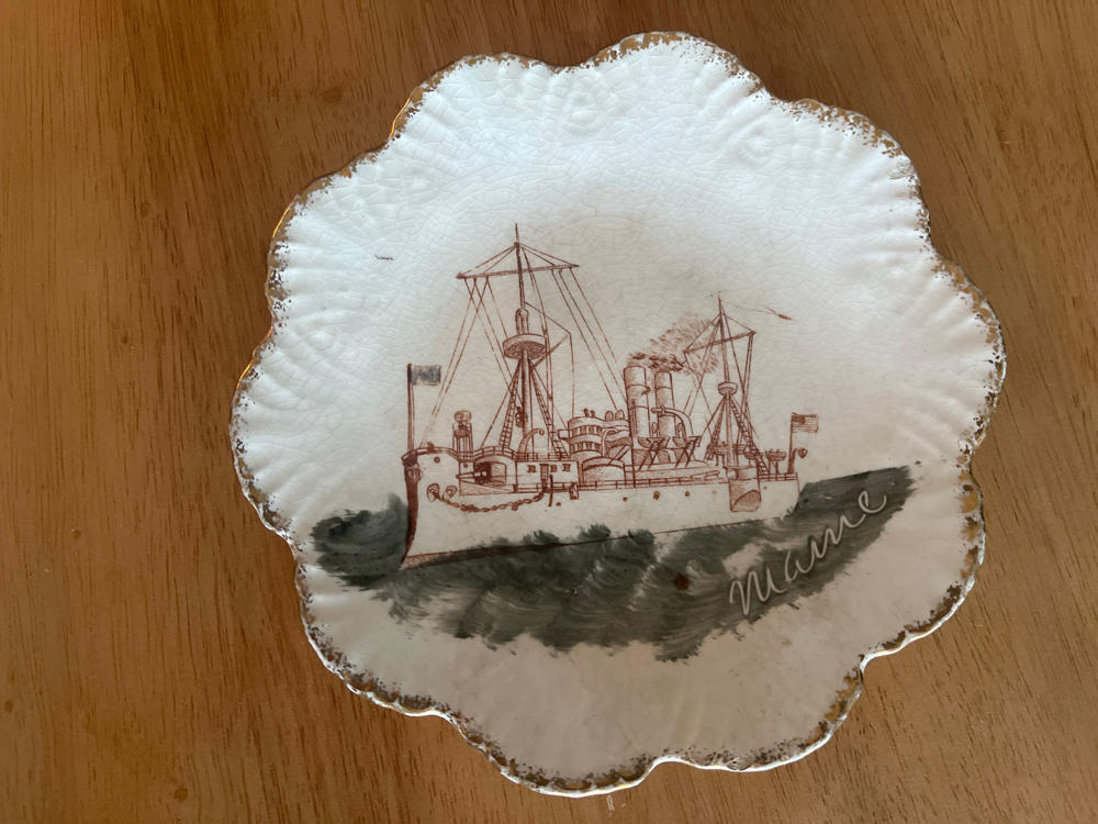 Remember the Maine Hand Painted Plate c. 1898