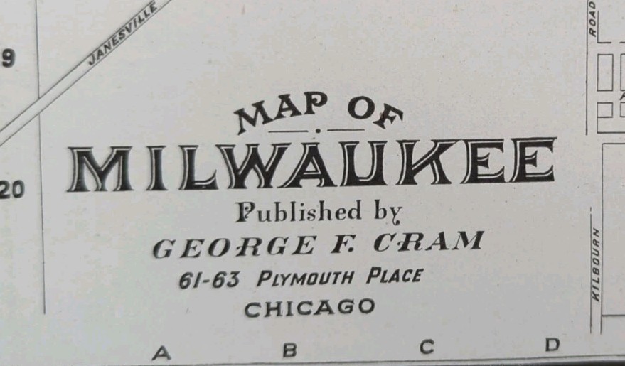 Vintage 1904 MILWAUKEE WISCONSIN Map 14"x22" Old Antique Original BAYSIDE WI