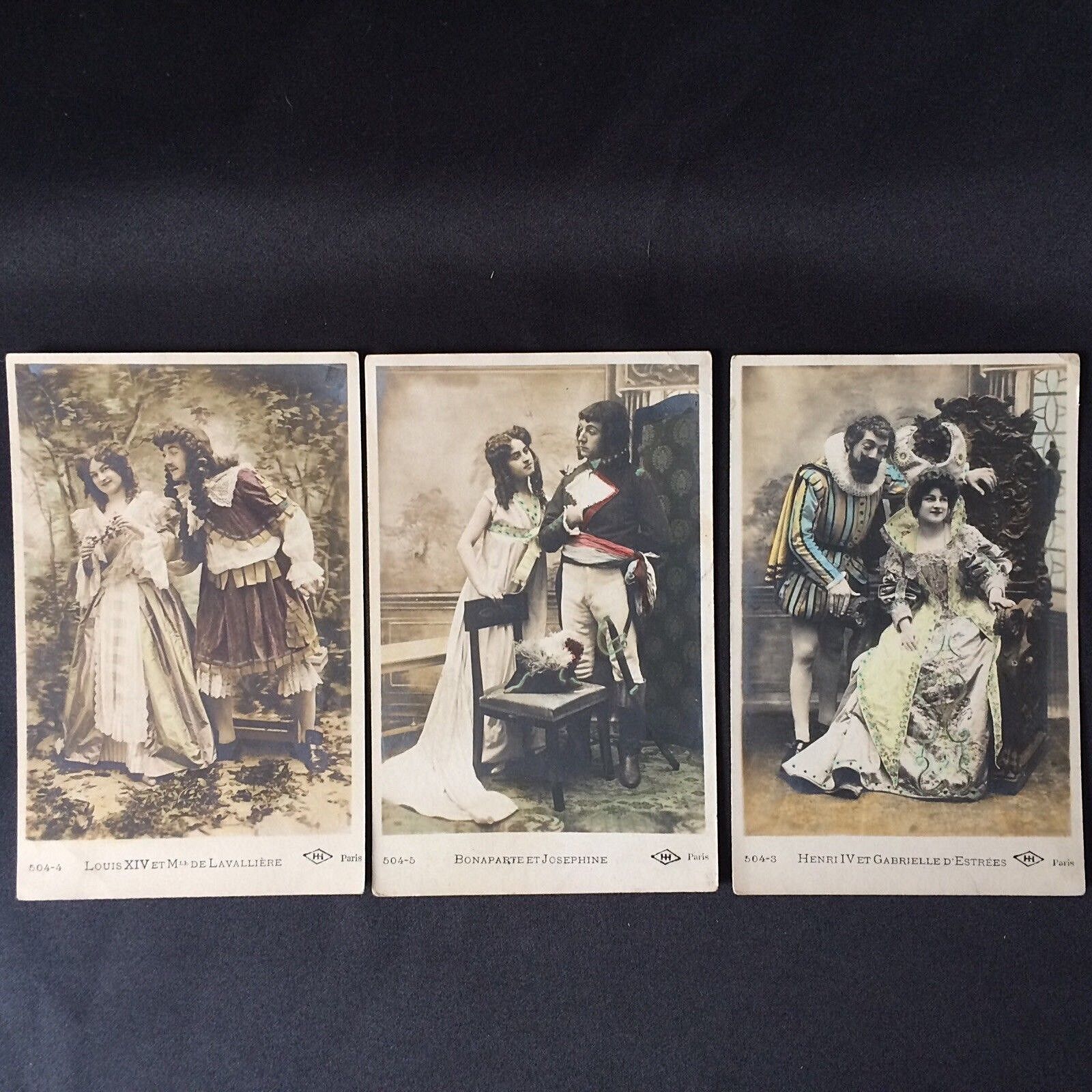3 CPA Ancient Monarchs & Mistresses / 3 Ancient fancy royal potcards