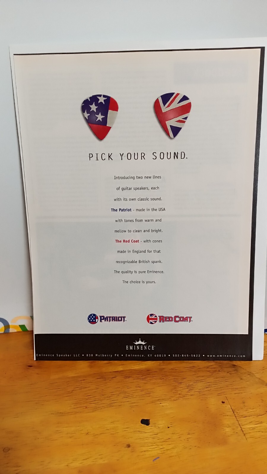 EMINENCE SPEAKERS 2004 PRINT AD 11 X 8.5 EMINENCE SPEAKERS 2004 PRINT AD 11 X 8.5