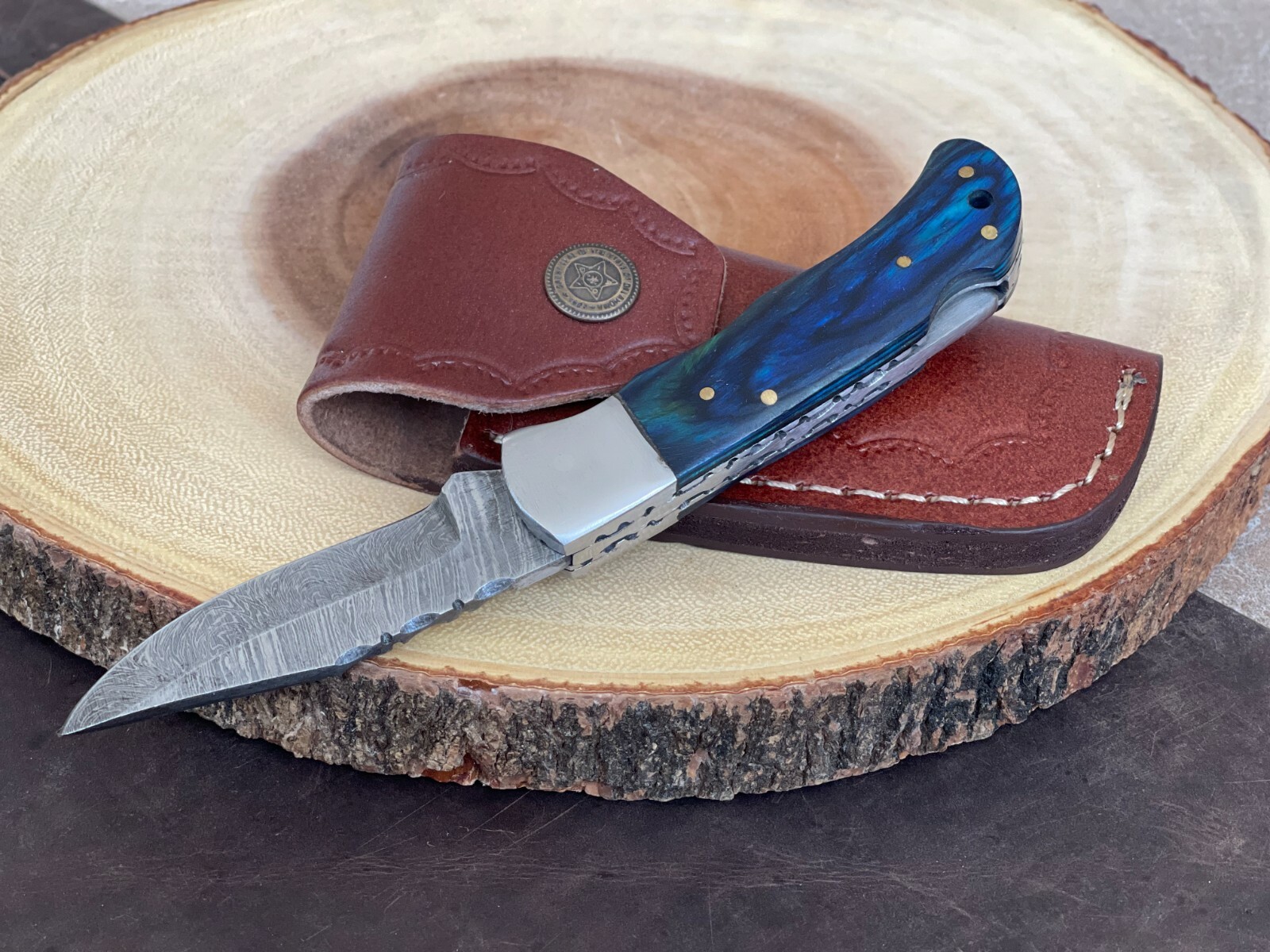 Handmade Damascus Folding Pocket Knife With Small Defects 6.5" (See Description) Handmade Damascus Folding Pocket Knife With Small Defects 6.5" (See Description)