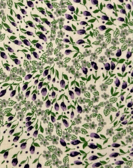 Vintage 1930's-40's feedsack fabric piece 9x10” floral with purple and green Vintage 1930's-40's feedsack fabric piece 9x10” floral with purple and green