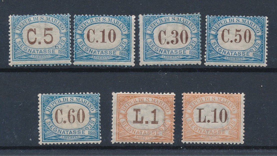1925 SAN MARINO TAX MARKER 7 STAMPS MNH F/6447 1925 SAN MARINO TAX MARKER 7 STAMPS MNH F/6447