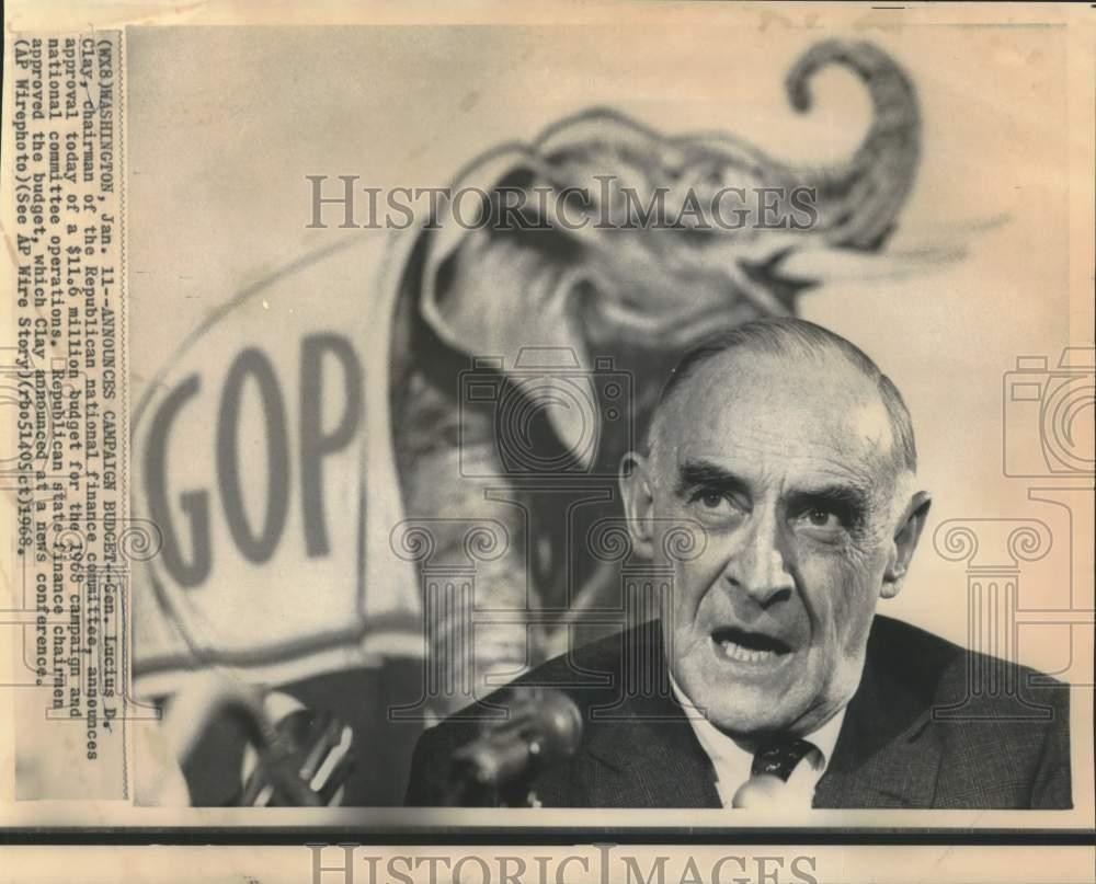 1968 Press Photo General Lucius D. Clay at News Conference in Washington