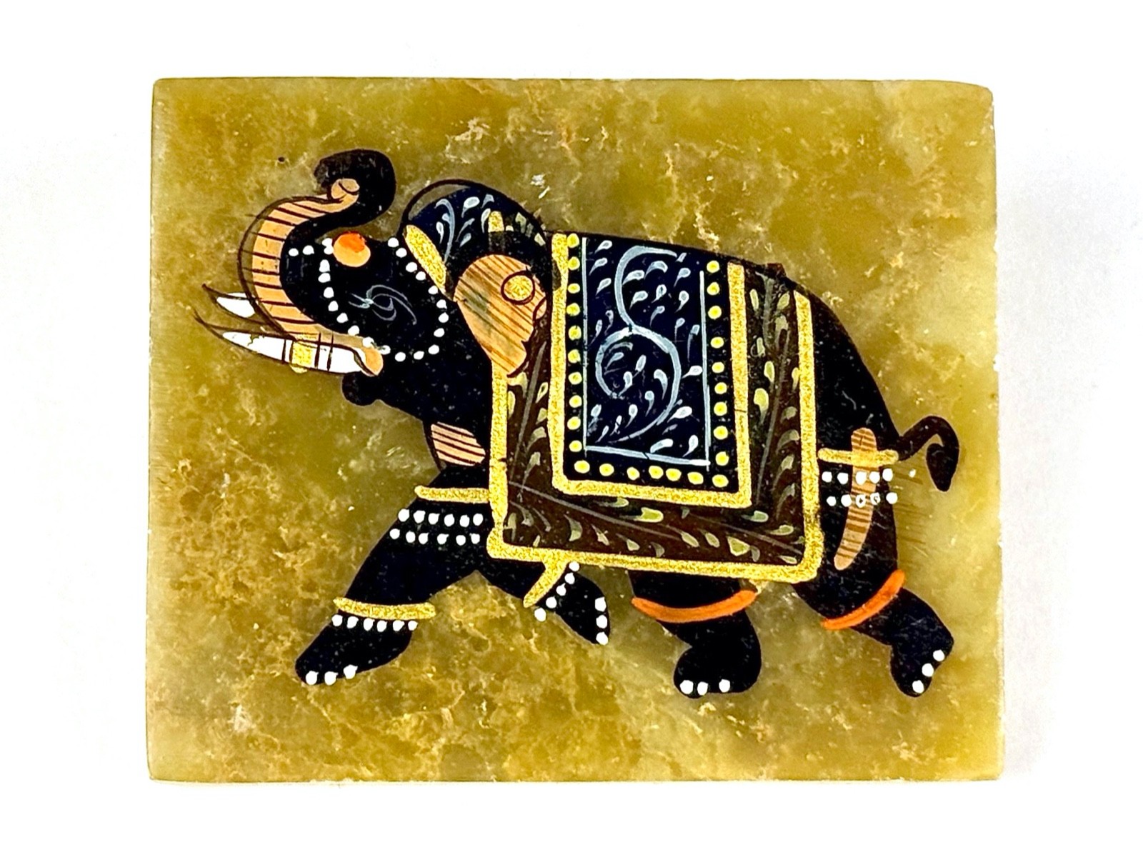 VTG 2"x1.75" Green Onyx Hand-Painted Elephant Refrigerator Magnet from India VTG 2"x1.75" Green Onyx Hand-Painted Elephant Refrigerator Magnet from India