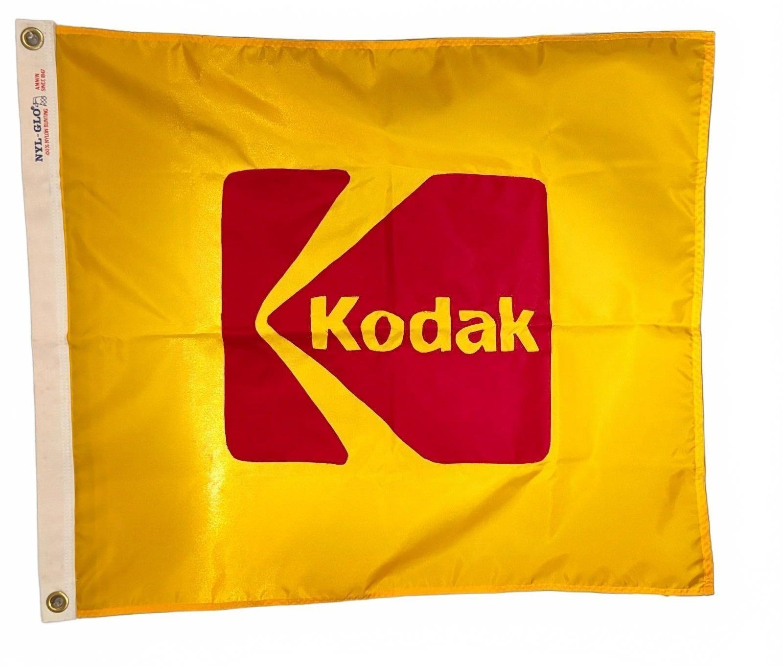 Vintage Kodak K Logo Advertising Flag NYL-GLO Red Yellow Original Box Vintage Kodak K Logo Advertising Flag NYL-GLO Red Yellow Original Box