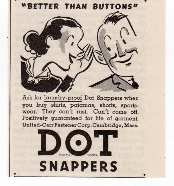 1939 Dot Snappers United Carr Fastener Clothing Snaps Better Than Buttons 1939 Dot Snappers United Carr Fastener Clothing Snaps Better Than Buttons