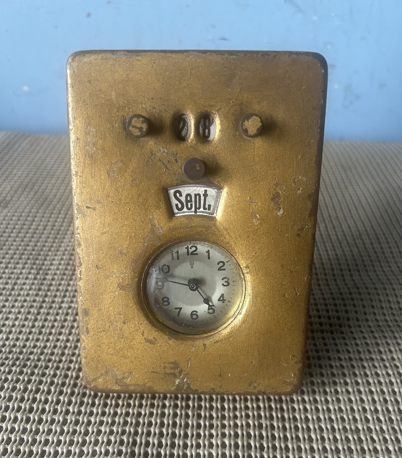 Antique 1920s Date , Day And Time Reminder Clock ,, Decor Antique 1920s Date , Day And Time Reminder Clock ,, Decor
