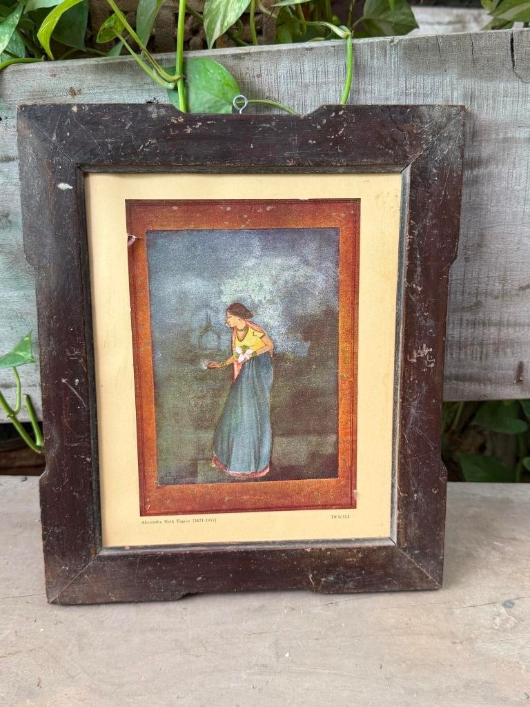 Vintage Framed Victorian Lady Art Print Rustic Wooden Frame Wall Decor 13" x 11" Vintage Framed Victorian Lady Art Print Rustic Wooden Frame Wall Decor 13" x 11"