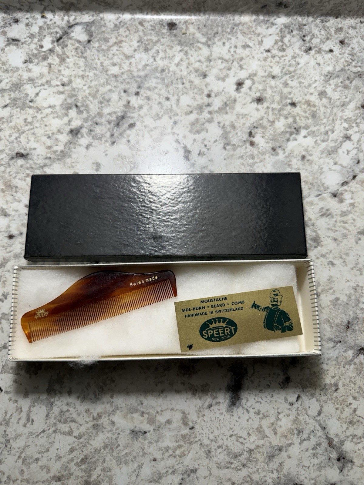 VTG Speert Hand-Made Tortoise Havana Comb 3" Switzerland #.93 Brown-Gold New