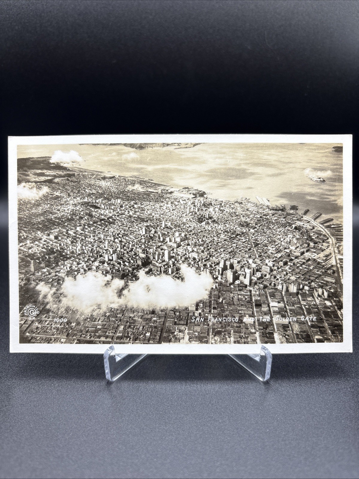 Birds Eye View San Francisco City Golden Gate CA Real Photo Fairchild