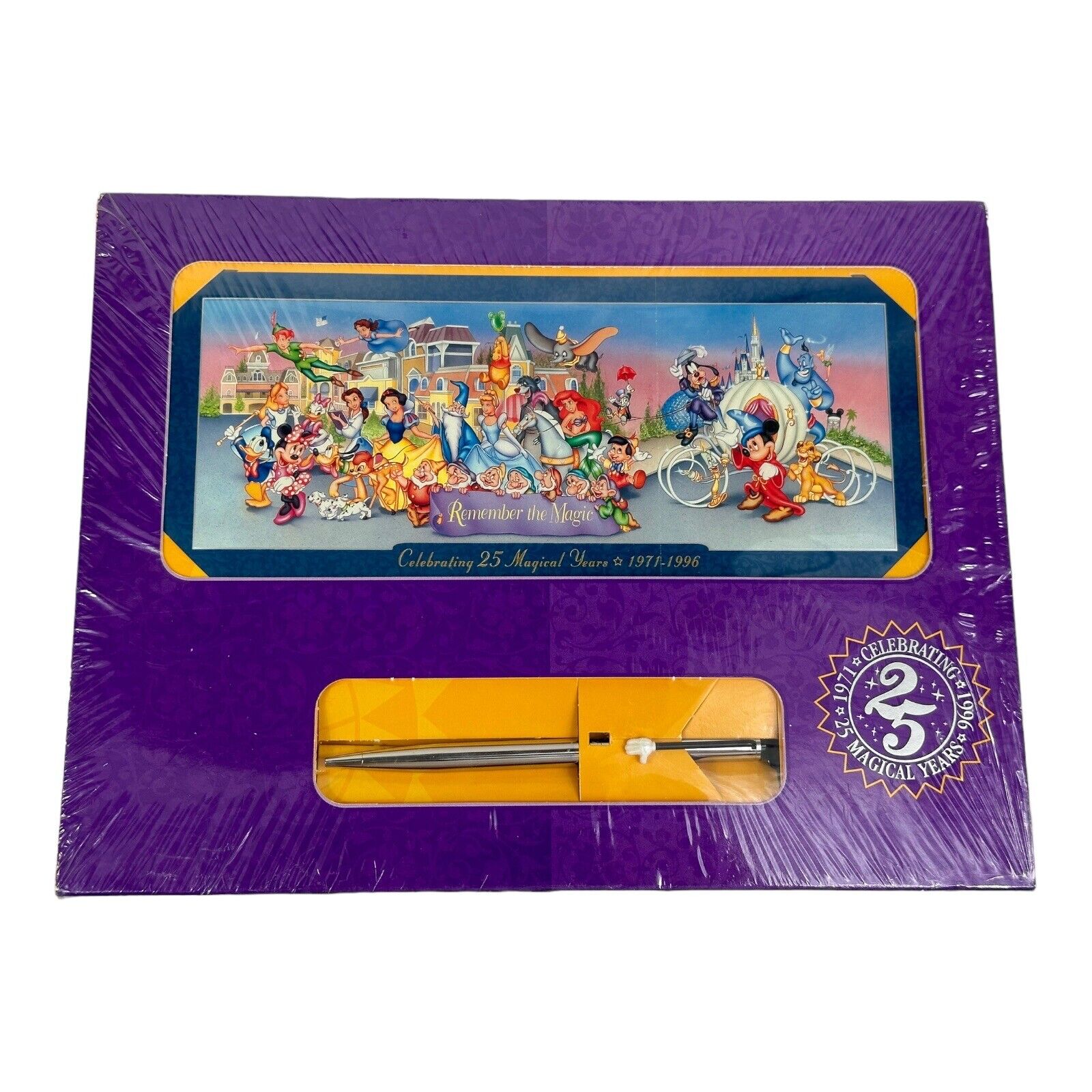 Disney Remember The Magic 25th Anniversary Commemorative Ticket And Pen Set New