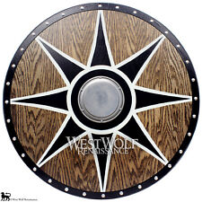 Solid Oak Viking Black Sun Shield --- Norse/armor/wood/Icelandic/Norway picture
