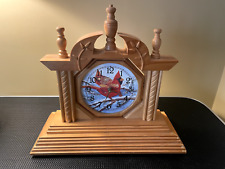 Wooden Mantel Clock, Red Cardinal Wooden Vintage Clock, Handmade, Hand carved picture