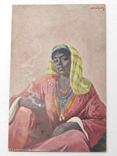 c1907 Armenian Artist Arshak Fetvadjian Art Postcard Woman Cigarette Signed picture