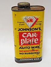 Vintage Johnson's Car-Plate Auto Wax 10 FL. OZ Tin Empty Pre 1963 No Zip Code picture