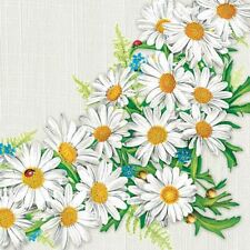 Two Individual Paper Luncheon Decoupage 3-Ply Napkins Daisy Flowers Lady Bug picture