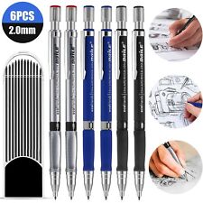 6PCS Mechanical Clutch Pencils 2.0mm Drafting Sketching Drawing +12 Refills Lead picture