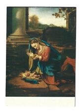 Linen Postcard ~ Madonna Adoring Child ~ Mary & Baby Jesus ~ Beautiful  card. picture