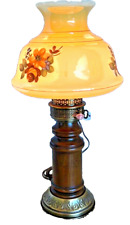 VTG Hurricane Gone with the Wind Style Parlor Lamp Wood Brass Base picture