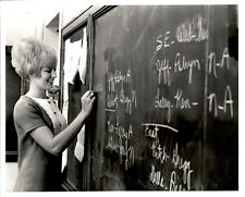 LG936 Original Photo BROAD AT BOARD Gorgeous Blonde Beauty Teacher Chalkboard picture