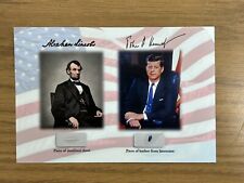 Abraham Lincoln & John F. Kennedy Deathbed & Limo Leather Relic Piece President picture