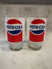 Pepsi-Cola Large Footed 32oz Drinking Tumbler Glass Jumbo Retro Vintage x2 picture