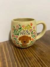 Dog Person yellow ceramic  cup, natural life brand, floral decorative pattern picture