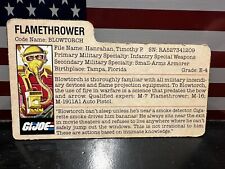 1984 GI Joe BLOWTORCH Trading File Card Only Near Mint ARAH Flamethrower picture