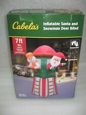 NEW 7' Cabelas Santa & Snowman Hunting In Tree Stand Deer Blind Inflatable picture
