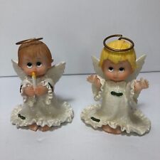 VTG Ruth Morehead Holly Babes CHRISTMAS ANGELS FIGURES Lot of Two 3.5 inches picture