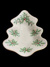Vintage Lenox Holiday Holly And Berries Trinket Dish  5.5