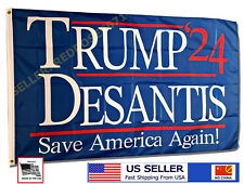 Donald Trump FLAG  USA SELLER Ron Desantis Save Blue 2024 USA 3x5' picture