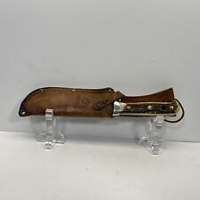 Vintage Puma 6377 White Hunter Knife & Leather Sheath - Dated 1966 Fixed Blade picture
