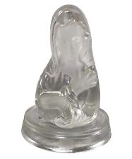 Vtg Viking Frosted Art Glass Madonna Virgin Mary Bust Statue Paperweight + Base picture