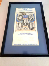 Willkie and McNary 1940 Republican Philadelphia Co. P.A. Campaign Framed Poster picture
