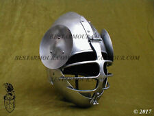 18GA SCA LARP Medieval Bascinet Helmet Pig Face Hounskull Klappvisor Helmet Q13 picture