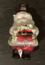 Vintage Blown Glass Santa Jolly Figurine Christmas Ornament Painted Collectible picture