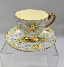 VTG Shelley Bone China Chintz “Primrose” 1925-1945 Ripon Shape Teacup & Saucer picture