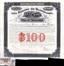 Gulf and Ship Island Railroad - $100 Bond - Railroad Bonds picture