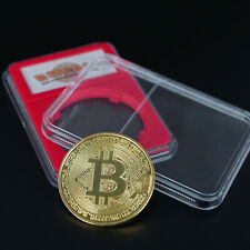Gold Bitcoin Physical Coin Commemorative Collection Gift with PVC Case picture