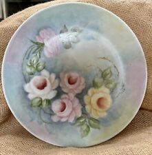 ~Antique Hand Painted Rose Decorative Plate Artist Signed picture
