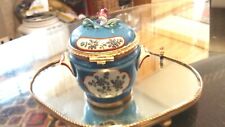 Antique small hand painted porcelain ink well on a mirrored base etched France picture