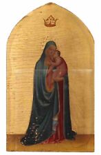 Antique 19thC Italian Gold Gilt Wood Madonna & Baby Jesus Icon AfterFra Angelico picture
