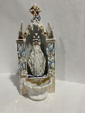 Madonna holy water font, vintage, porcelain, free standing, some flaws picture