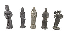 Lot 5 Vintage Antique Medieval Miniature Pewter Figures Knights Religious Statue picture
