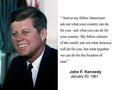 John F. Kennedy JFK Inauguration Quote Portrait 8 x 10 Photo Picture Photograph  picture